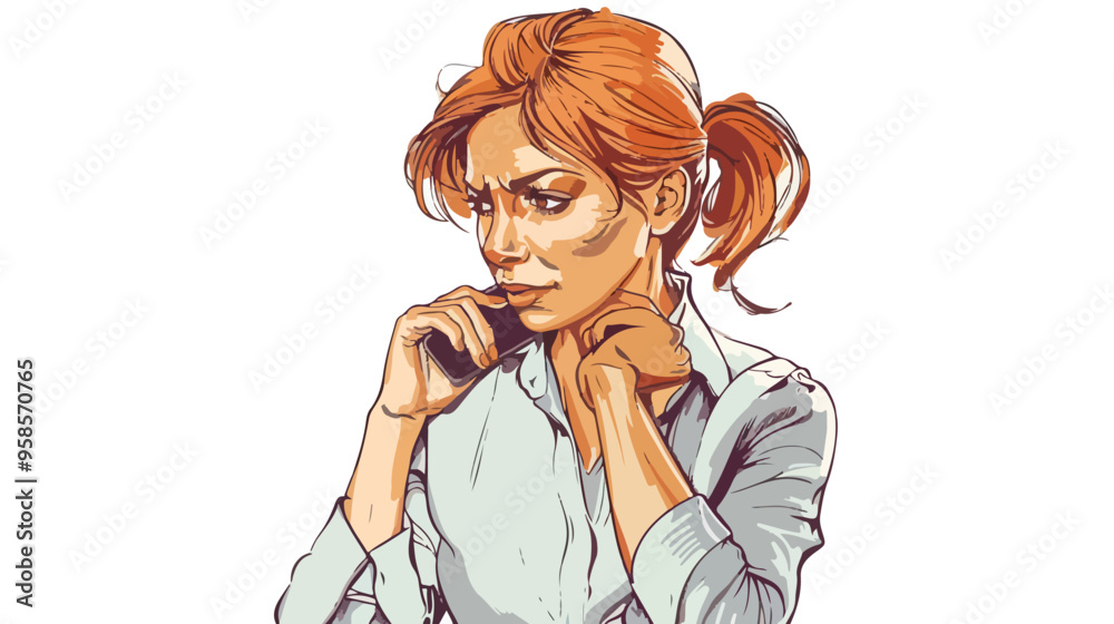 Young Upset Businesswoman Talking on Mobile Phone Young Upset Businesswoman Talking on Mobile Phone