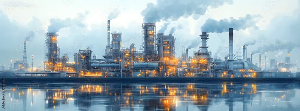 “A Digital Painting Depicting an Industrial Plant with Futuristic Architecture and Advanced Machinery, Symbolizing Innovation, Technology, and the Future of Manufacturing in a Sci-Fi-Inspired Industri “A Digital Painting Depicting an Industrial Plant with Futuristic Architecture and Advanced Machinery, Symbolizing Innovation, Technology, and the Future of Manufacturing in a Sci-Fi-Inspired Industri