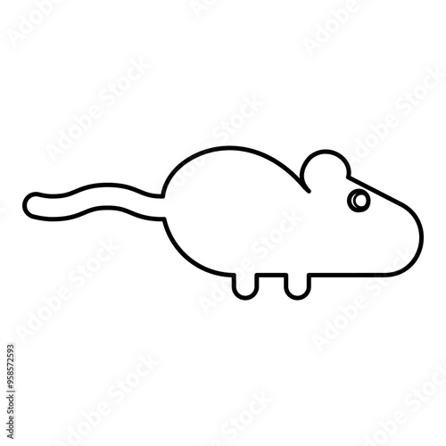 Mouse silhouette rodent contour outline line icon black color vector illustration image thin flat style