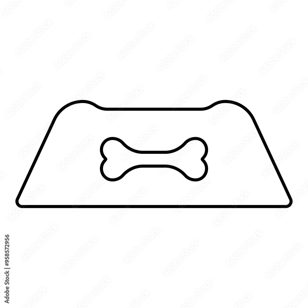Dog bowl for water pet plate feed concept contour outline line icon black color vector illustration image thin flat style Dog bowl for water pet plate feed concept contour outline line icon black color vector illustration image thin flat style