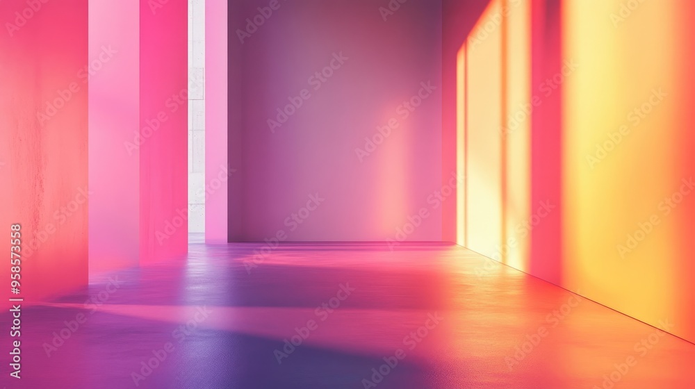 Abstract Minimalist Pink and Yellow Room with Shadows Abstract Minimalist Pink and Yellow Room with Shadows