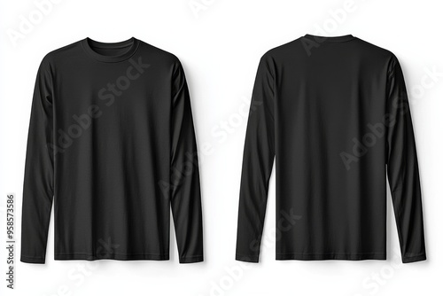 Black long sleeve tshirt mockup isolated created with Generative AI