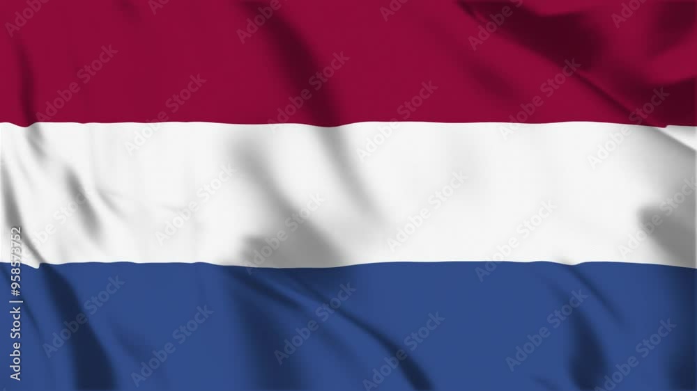 Netherlands flag seamless loop animation. The National flag of Netherlands is 3d waving Netherlands flag seamless loop animation. The National flag of Netherlands is 3d waving