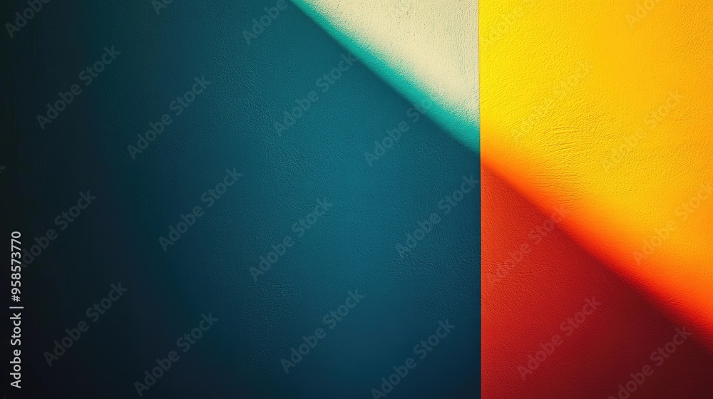 Teal, Yellow, and Orange Wall with Shadows Teal, Yellow, and Orange Wall with Shadows