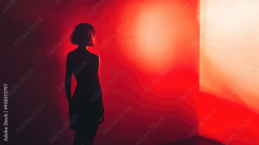 Silhouette of a Woman in Red and Orange Light Silhouette of a Woman in Red and Orange Light
