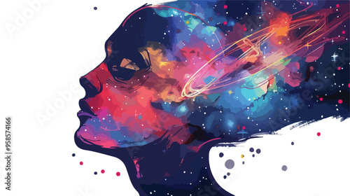 You Are My Space - Mixed Media Handdrawn Vector Isolated Illustration