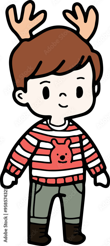 Christmas line drawing cute cartoon elements hand drawn Christmas line drawing cute cartoon elements hand drawn