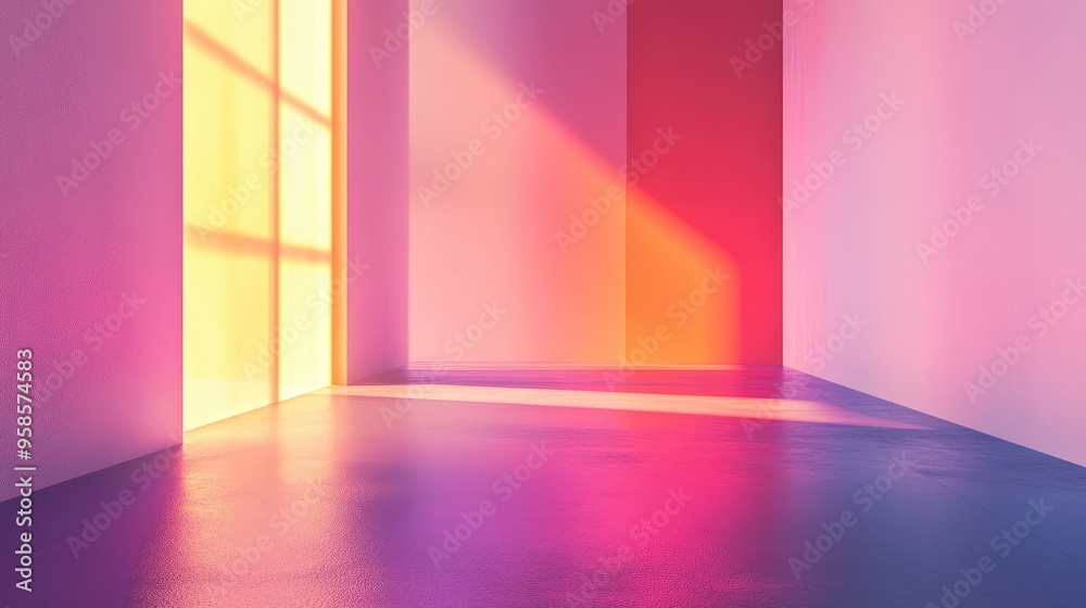 Abstract Room with Pastel Walls and Sunlight Abstract Room with Pastel Walls and Sunlight