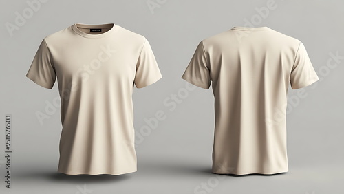 3d mock up a plain beige t shirt