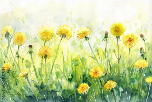 Watercolor Dandelion Plant Set. Hand Drawn Illustration of Wild Herbal Flowers