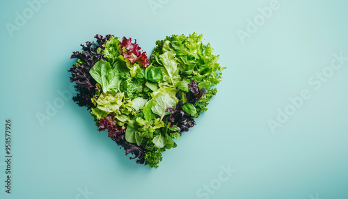 heart of lettuce leaves greens and fresh salad , concept of diet, healthy food and self-care and medicine photo