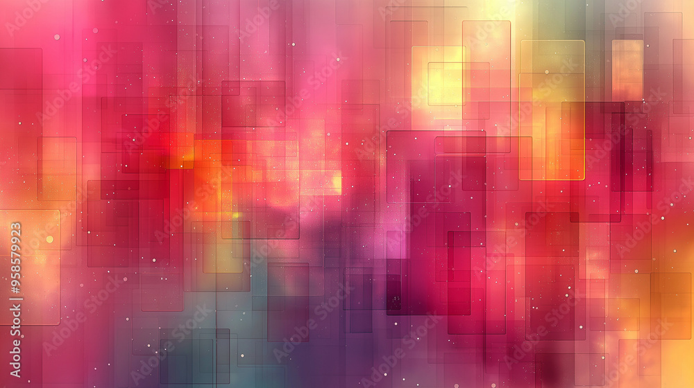Colorful abstract digital art with geometric shapes blending seamlessly in warm and cool tones