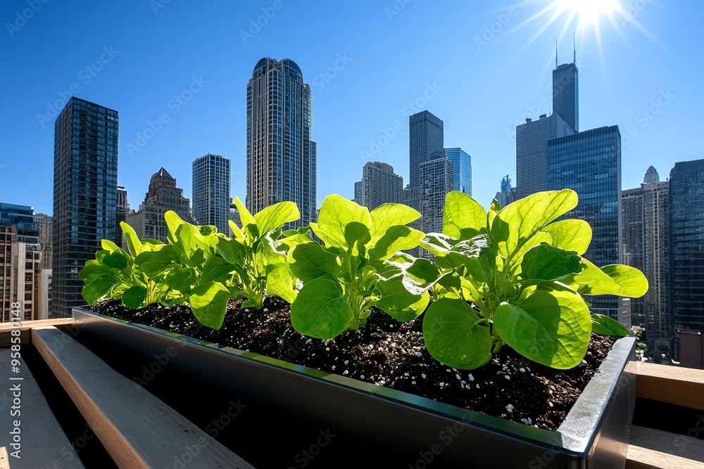 Φωτογραφία Carbon footprint, green roofs, urban gardening sequester carbon and provide insu