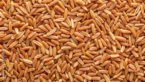 Close up of a detailed organic brown rice texture background with grains in various sizes and shades of brown, grains, sizes, texture, shades, close-up, background, brown