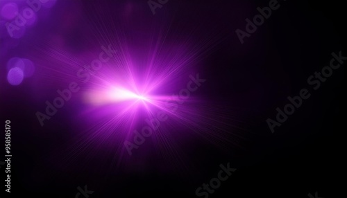 abstract purple lens flare on black background, bokeh defocused lights and shadow overlay for photography