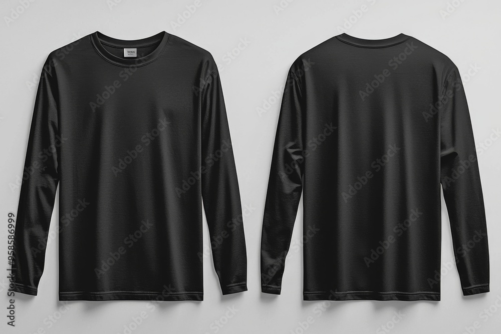 Black long sleeve tshirt mockup isolated created with Generative AI Black long sleeve tshirt mockup isolated created with Generative AI