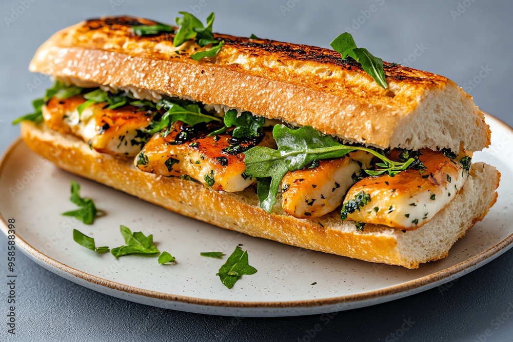Frisches Sandwich, gerösteter Kürbis, Rucola kombiniert herbstliche Aromen in einem Biss Frisches Sandwich, gerösteter Kürbis, Rucola kombiniert herbstliche Aromen in einem Biss