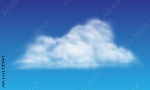 Vector of realistic white cloud on blue sky background illustration.