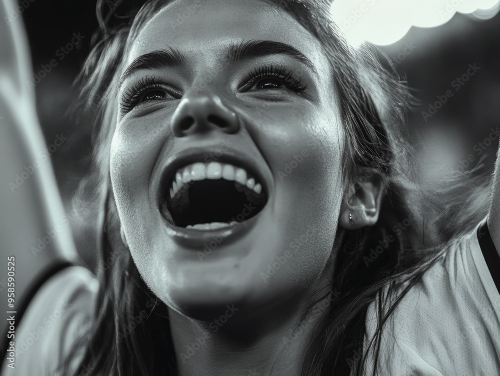 Celebration of Victory: Exuberant Fan Expressing Joy Celebration of Victory: Exuberant Fan Expressing Joy