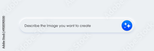 3D generative bar with generated icon as part of UI UX design and website or apps. Enter command text to generate ideas. Artificial intelligence technology concept vector illustration.