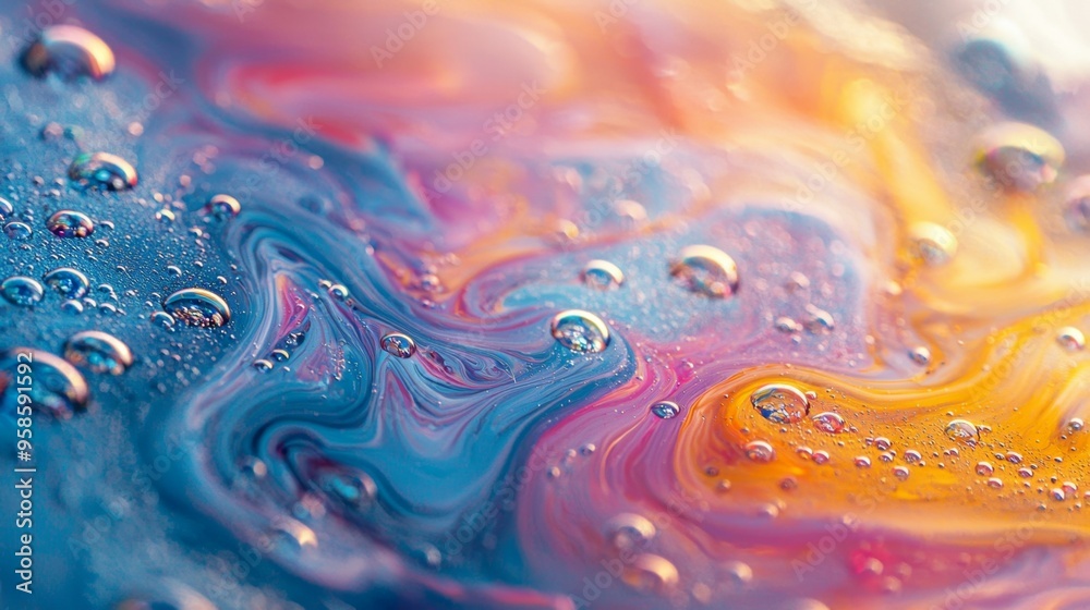 Abstract Swirling Liquid with Rainbow Bubbles Abstract Swirling Liquid with Rainbow Bubbles