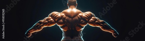 A powerful muscular figure showcasing strength and determination, perfect for fitness and bodybuilding themes.