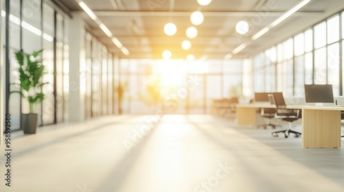 Beautiful blurred background of a light modern office interior