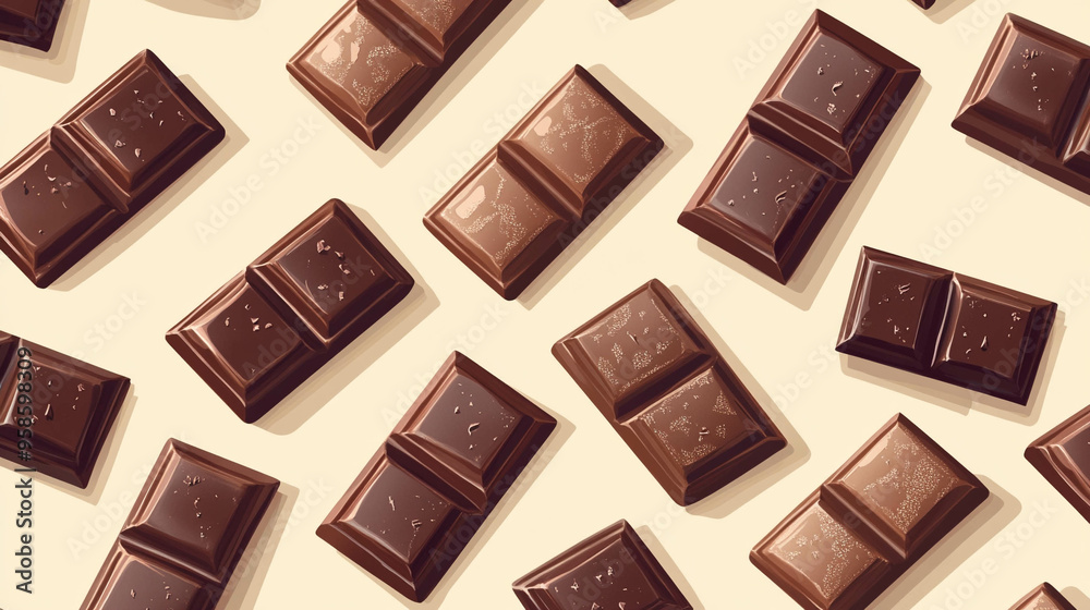 Chocolate bar illustration on a light beige background Chocolate bar illustration on a light beige background