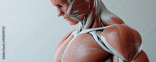 Detailed anatomical model showcasing human muscle structure, ideal for educational and medical uses.