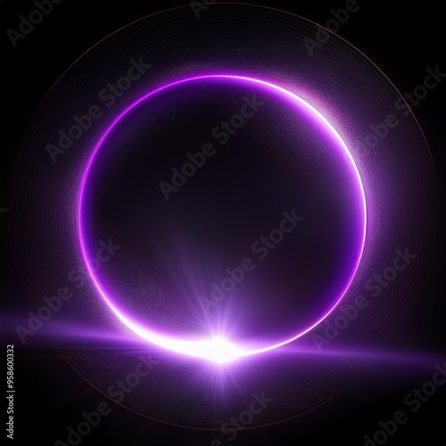 purple circle lens flare with black blank background