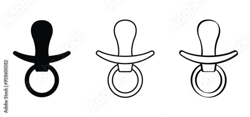 Cartoon pacifier for baby. Baby dummy, soother or teether. Toddler symbol. Child pacifiers icon for boy or girl. Line pattern.