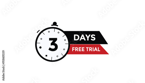 3 days free trial Countdown number banner templates. time icon. Vector Illustration 
