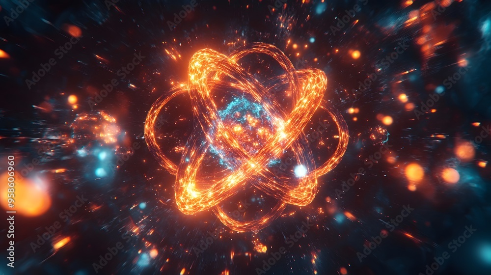 25. High-energy visualization of a hazardous atom with radiant molecular patterns 25. High-energy visualization of a hazardous atom with radiant molecular patterns