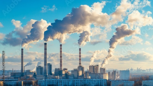 Wallpaper Mural Industrial Power Plant Emitting Smoke Torontodigital.ca