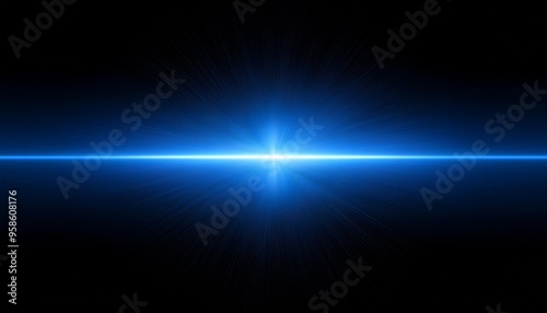 horizontal blue lens flare on black background