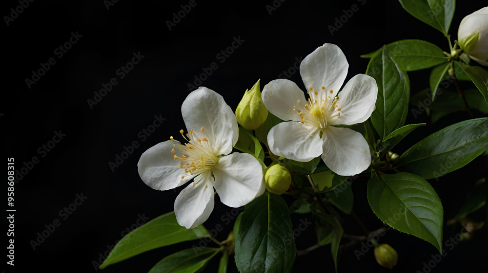 Mock Orange flower on black background Mock Orange flower on black background