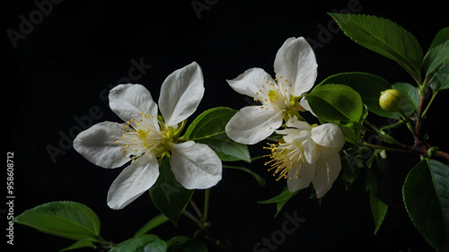 Mock Orange flower on black background