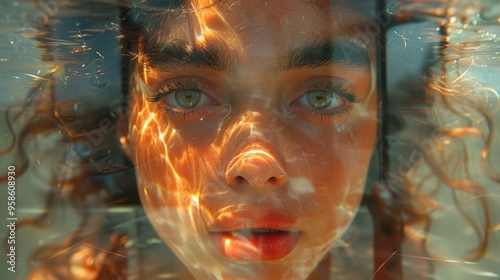 portrait of a woman under water photo