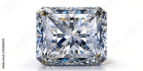 stock photo of a radiant cut diamond of rectangle shape on a white background Radiant cut diamond with a rectangular shape elegantly sits on a pristine white background exuding brilliance and beauty