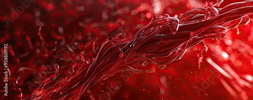 Vibrant abstract representation of interconnected threads in a striking red hue, evoking emotions and dynamic energy.