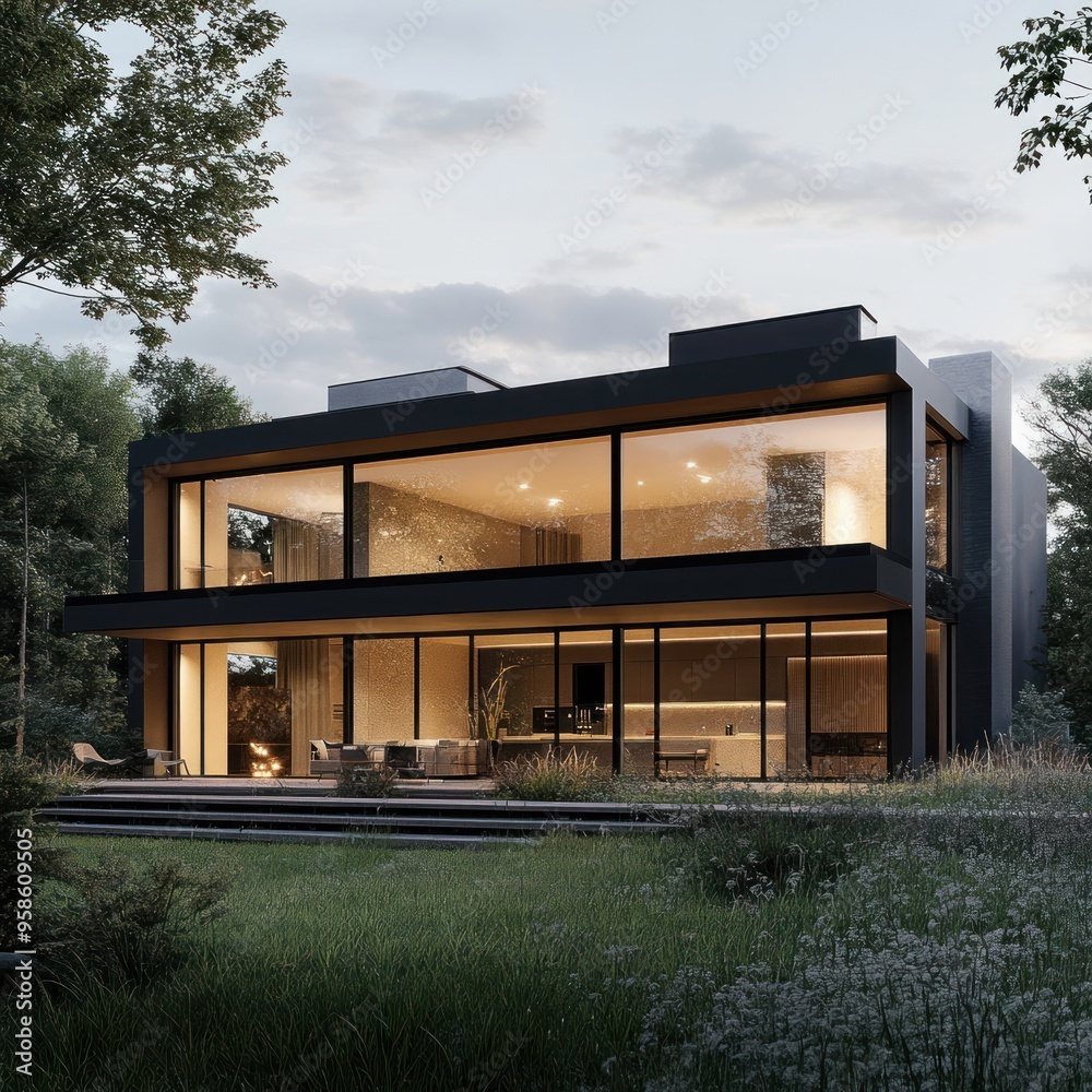 Spacious modern home with large windows Spacious modern home with large windows