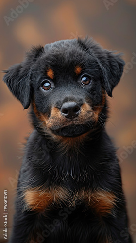 Beautiful Wallpaper with a Rottweiler Design, Ideal Dog Poster or Graphic Resource for Creative Project, Ai Generative