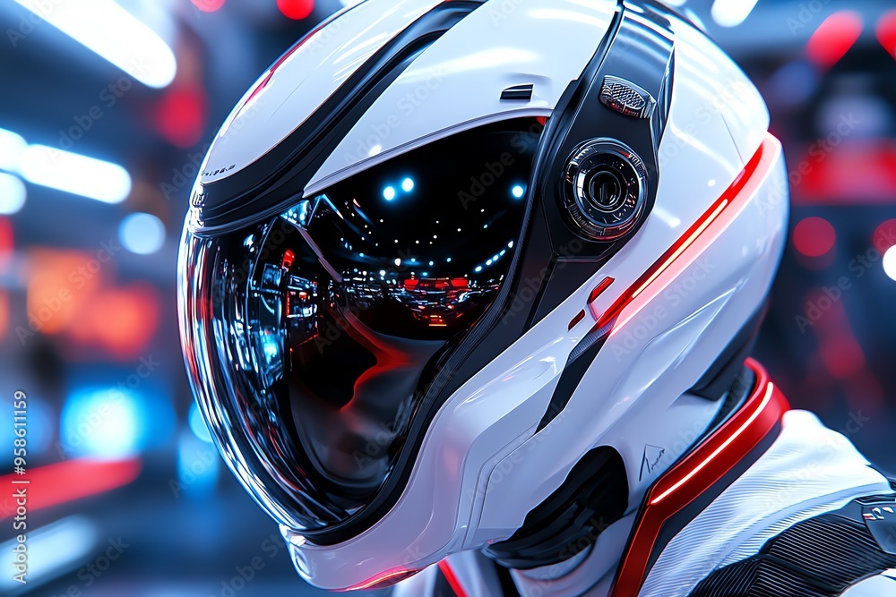 Astronaut in a futuristic spacesuit is depicted in a close-up shot of an astronaut wearing an advanced, sci-fi inspired spacesuit, designed for exploration of distant worlds Astronaut in a futuristic spacesuit is depicted in a close-up shot of an astronaut wearing an advanced, sci-fi inspired spacesuit, designed for exploration of distant worlds