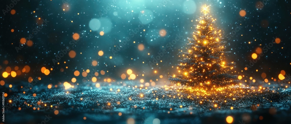 Naklejka premium Abstract Christmas background, subtle lighting, modern design and space for text.