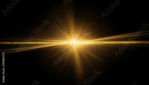 horizontal gold lens flare on black background