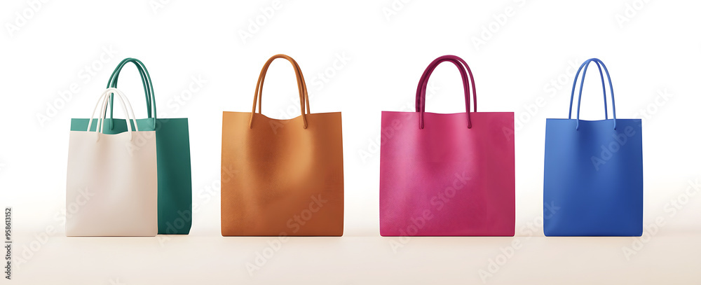 Set of reusable shopping bag mockup. Various eco friendly fabric bags with empty copy space for design and print. Package templates. Realistic 3D vector illustration collection isolated on background Set of reusable shopping bag mockup. Various eco friendly fabric bags with empty copy space for design and print. Package templates. Realistic 3D vector illustration collection isolated on background