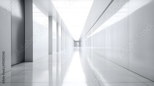 Bright and Spacious Corporate Hallway with Minimalist Architecture