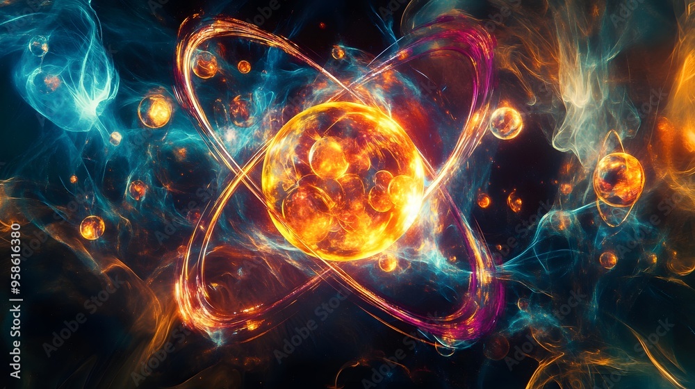8. Intricate digital artwork of a toxic atom with vibrant, hazardous molecules 8. Intricate digital artwork of a toxic atom with vibrant, hazardous molecules
