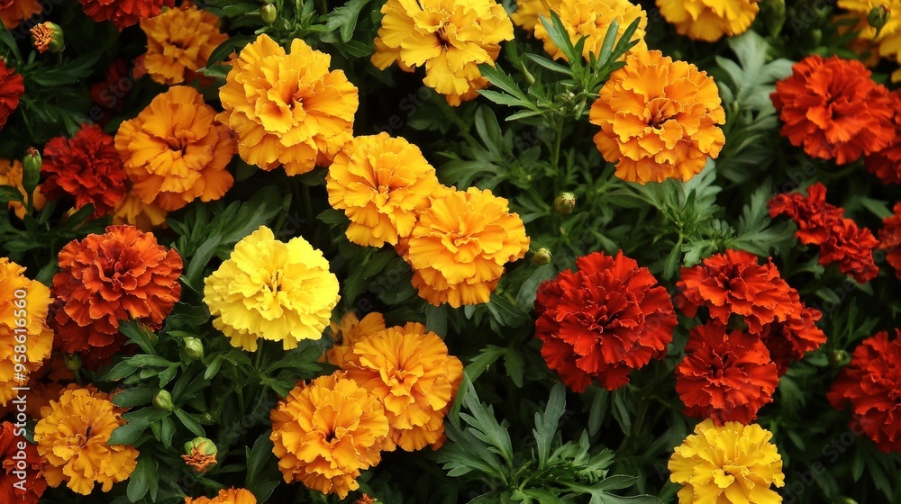 Vibrant Marigolds in Full Bloom Vibrant Marigolds in Full Bloom