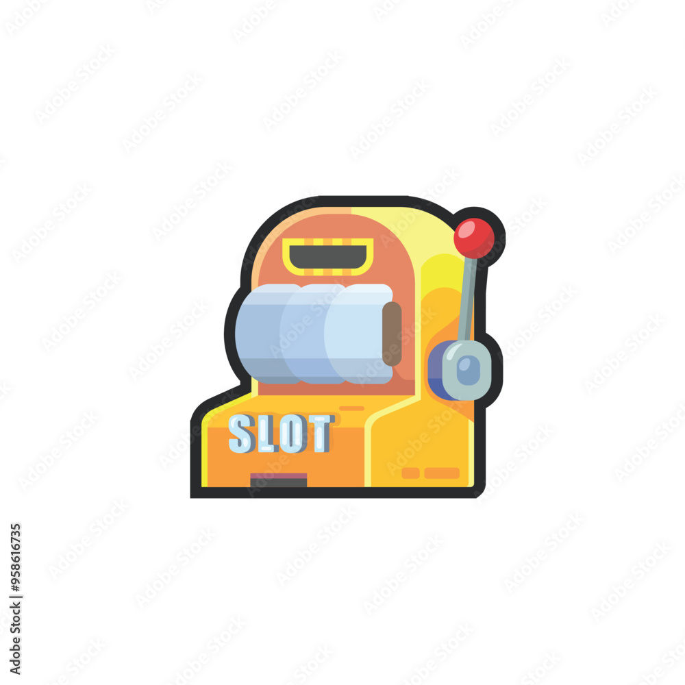 slot machine in outline flat vector design.